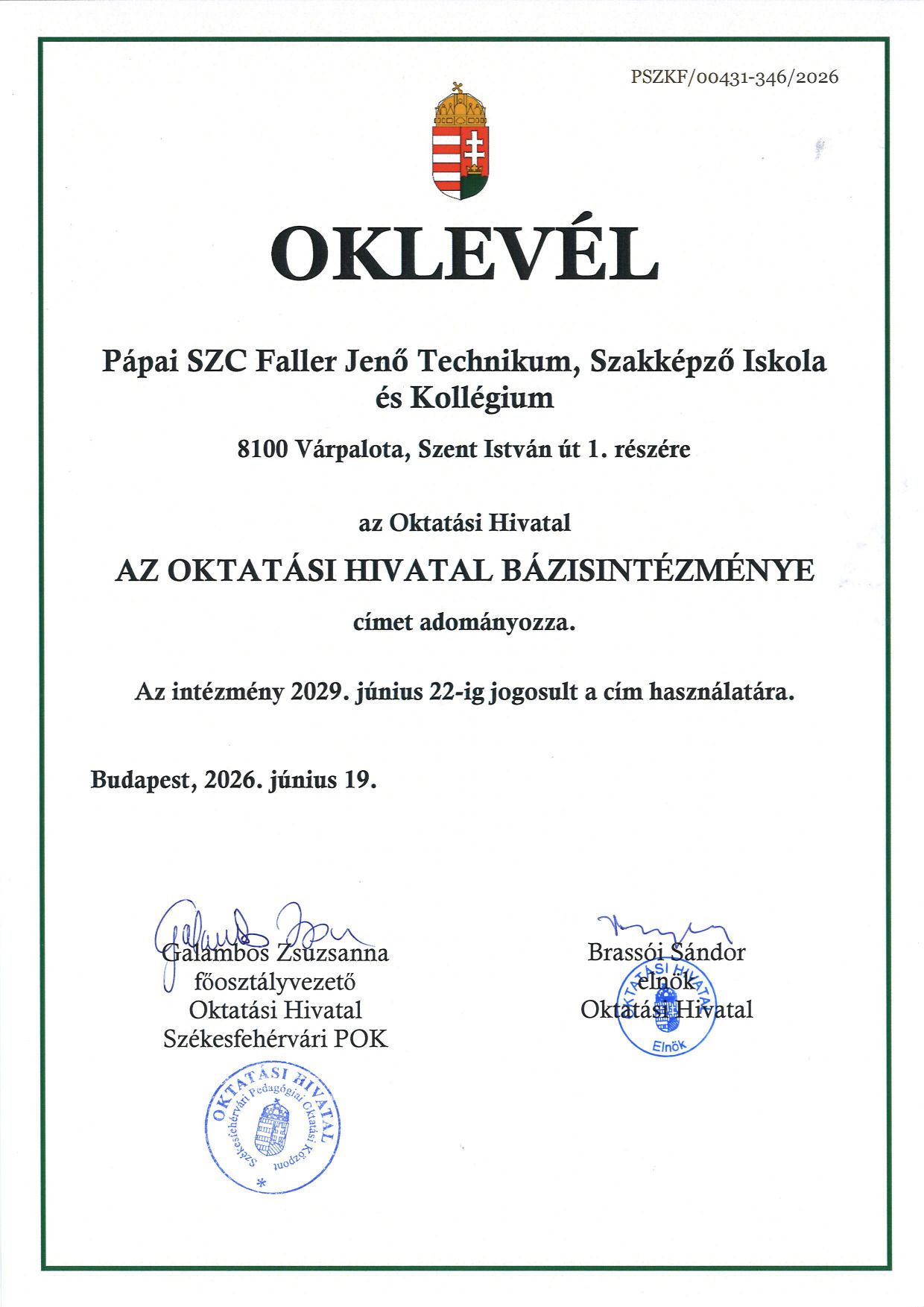 Bázisintézmény oklevél_2026.jpg